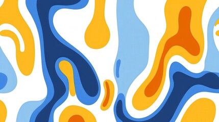 Poster - Colorful Abstract Fluid Shapes in Blue and Orange Tones