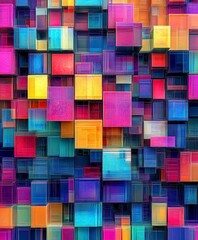 Poster - Colorful Abstract Background with Geometric Square Shapes