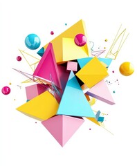 Poster - Abstract Composition of Geometric Shapes and Colorful Elements