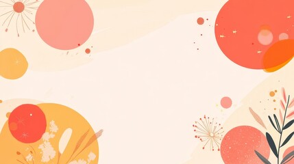 Poster - Abstract floral design with colorful circles and soft background