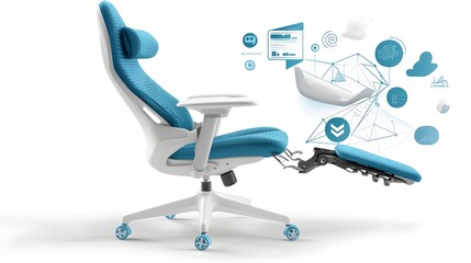 Poster - Adjustable and Ergonomic Children s Study Chair with Height Function on Clean White Background  Comfortable and Modern Furniture Piece for Home Office or Classroom Learning Setup