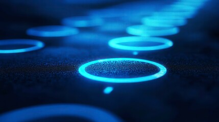 Poster - Glowing Circles on Dark Surface Creating a Futuristic Atmosphere
