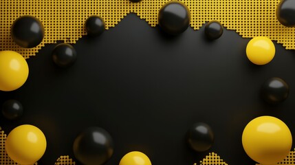 Poster - Modern Abstract Composition with Yellow and Black Spheres on Background
