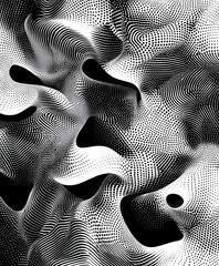 Poster - Abstract Black and White Lines Creating Wave Patterns and Textures