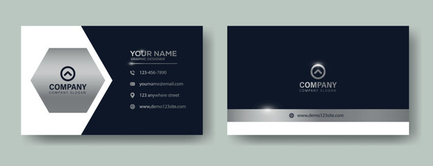 Wall Mural - Glossy metallic corporate business card template design	