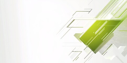 Wall Mural - abstract geometric background with green and white shapes.