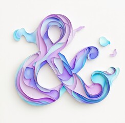 Poster - Colorful Abstract Ampersand Design in Pastel Shades and Curves