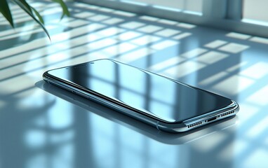 Aufkleber - Smartphone on table, bright window light, modern interior
