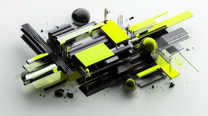 Poster - Abstract geometric art with vivid colors and three-dimensional shapes