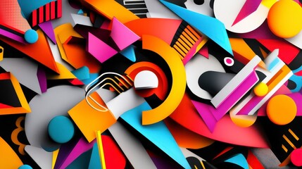 Poster - vibrant abstract composition with geometric shapes and colors
