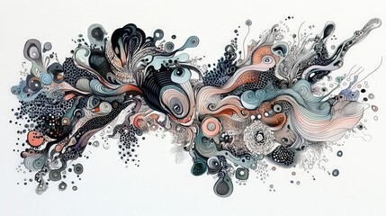 Poster - abstract colorful flowing illustration with intricate organic shapes