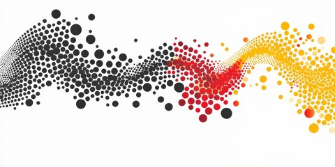 Poster - Abstract Colorful Wave Pattern with Dots in Black Red Yellow