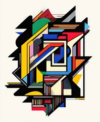 Poster - Abstract geometric art with vibrant colors and sharp angles