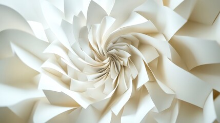 Wall Mural - Elegant Swirling Paper Design in Soft White Tones for Backgrounds