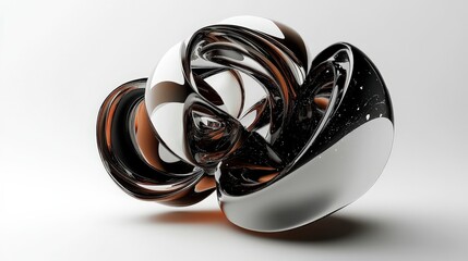 Poster - abstract 3d sculpture with swirling shapes and glossy surface