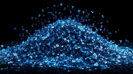 Poster - Digital Blue Numbers Forming Pile Abstract Concept on Black Background