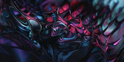 Poster - Abstract Colorful Swirls of Light and Shadow in Dark Background