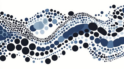 Poster - Abstract Blue and Black Wave Pattern with Circles and Dots Design