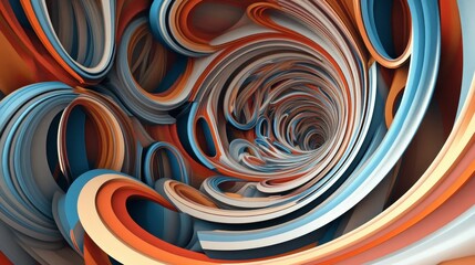 Poster - abstract swirls of orange and blue in a turbulent tunnel design