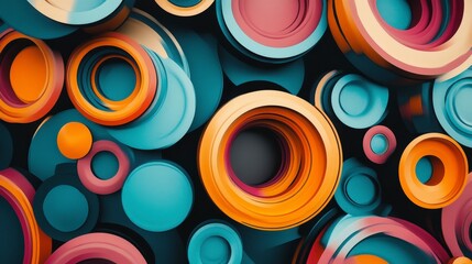 Poster - Abstract Colorful Circles Overlapping in Dynamic Arrangement