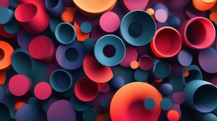 Poster - vibrant abstract composition of colorful circles and shapes