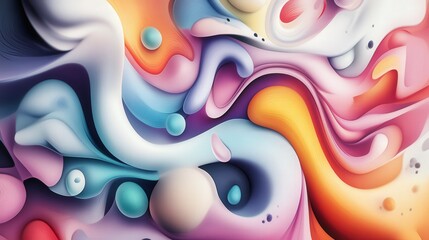 Poster - colorful abstract swirls and fluid shapes with soft gradients