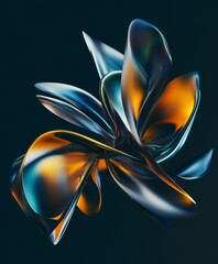 Poster - abstract color swirl in metallic tones smooth and glossy design