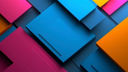 Poster - Colorful Abstract Geometric Shapes Layered Design Background
