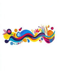 Poster - Colorful Abstract Waves with Shapes and Patterns for Background Design