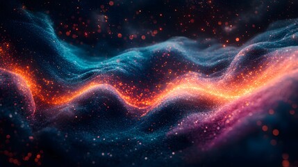 Aufkleber - Galactic shapes swirl in vibrant hues glowing soft colors abstract patterns cosmic background artistic design vivid image