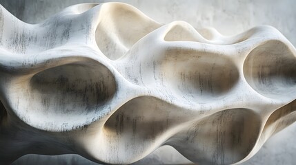 Poster - Fluid aesthetics abstract sculptures in soft light showcasing a white and brown object with elegant curves and shapes