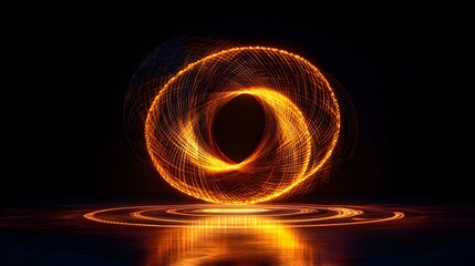 Poster - Dynamic symmetry illustrated with bold lines on a circular light painting against a black background art design 0