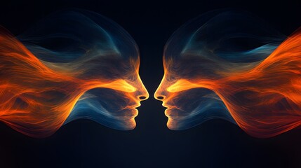 Poster - Dynamic symmetry illustrated with bold lines on a  showcasing vibrant orange and blue shapes