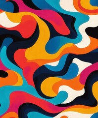 Poster - colorful abstract wave pattern with vibrant swirls and curves