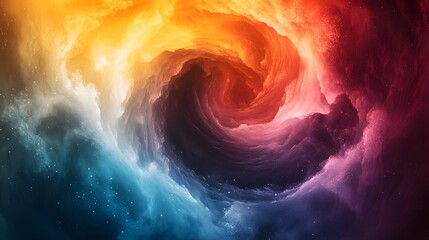 Poster - Dispersion phenomena in a colorful liquid vortex creating mesmerizing patterns and vibrant swirls in a nebula space