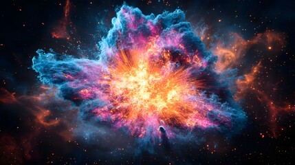 Poster - Digital supernova displays erupt with vivid colors in a colorful nebula reflecting the beauty of the cosmos