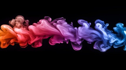 Poster - Diffusion processes ink dispersing in water vivid colorful smoke on black background beautiful abstract art design