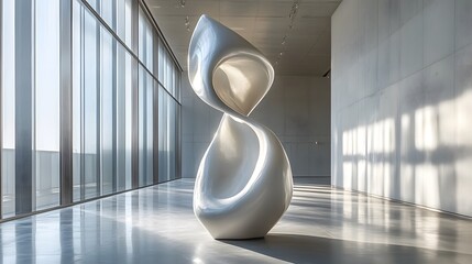 Poster - Deconstructed an abstract sculpture in a modern gallery showcasing unique design and artistic expression in white space