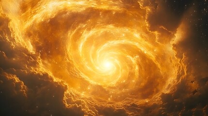 Poster - Celestial manifestation designs float in a cosmic spiral of yellow and orange clouds beautiful celestial art and more