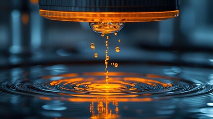Poster - Cavitation bubbles pop in water under bright lab light creating mesmerizing effects and stunning visual displays of fluid dynamics