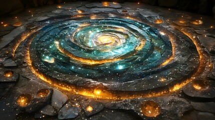 Aufkleber - Artistic astral forms captured against a galactic backdrop showcasing vibrant colors and cosmic energy in motion