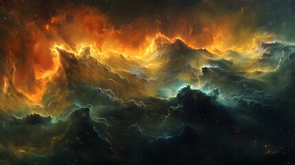 Poster - Alien celestial topographies showcase surreal land with vibrant colors and unique patterns in a dreamlike atmosphere