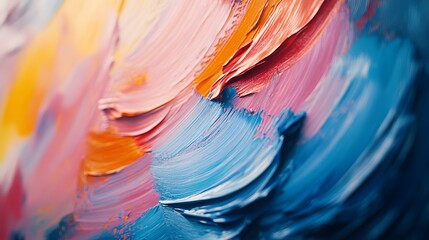 Poster - Abstracted colorful brushstrokes on canvas in a su vibrant hues artistic expression textured layers modern art style