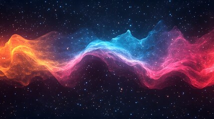 Poster - Abstract stellar phenomena 50 depicted with colorf vibrant cosmic colors and beautiful nebulas in the night sky