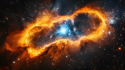 Poster - Abstract stellar phenomena 48 presented with swirl in a vibrant nebula showcasing cosmic beauty and mystery of space