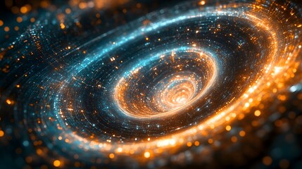 Poster - Abstract astrophysics render complex visuals in of a spiral shaped object with stars