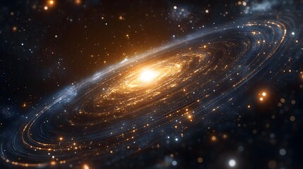 Poster - Abstract astrophysics render complex visuals of a spiral galaxy with a bright star