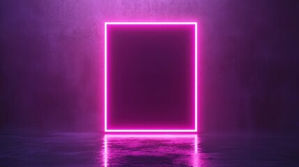 Poster - Neon Pink Square Frame Abstract Art for Modern Background Design