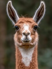 Sticker - Close up portrait of a llama looking at the camera.