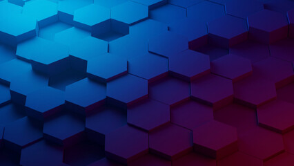 Fototapete - 3D illustration of hexagon honeycomb abstract background
